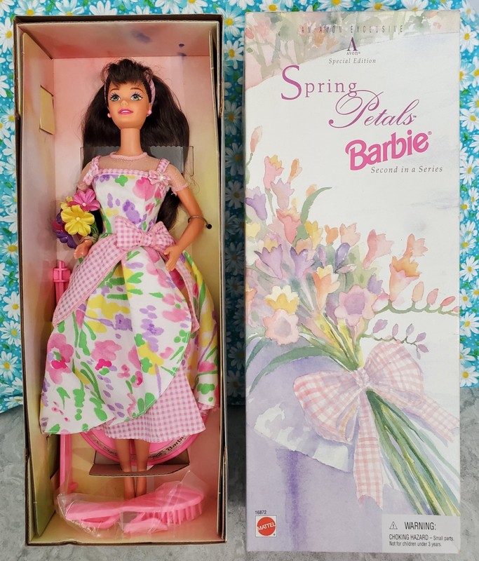 Spring Petals Barbie Avon Exclusive 2nd In Series Brunette Caucasian Mattel Box