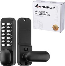 Mechanical Keyless Door Handle Lock Single-Sided Push Button Combination - Black