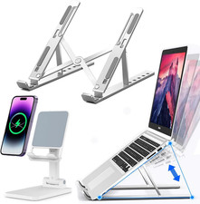 Adjustable Aluminum Laptop Phone Stand - Ergonomic Portable
