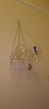 Elegant White Metal Hanging TeaLight Chandelier with Crystal Prisms for Home