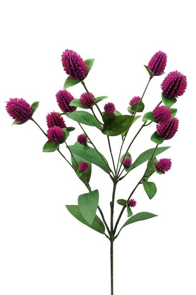 Artplants Kunstblumen Zweig Kugelamarant Thusnelda, Violett, 70Cm-image