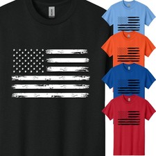 Men Distressed American Flag Short Sleeve T Shirt USA Patriotic Funny New Gift
