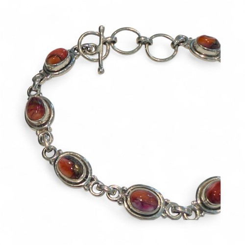 Sterling Silber Armband Rosa Dahlie Türkis Verstellbar Neu - Bild 2 von 3