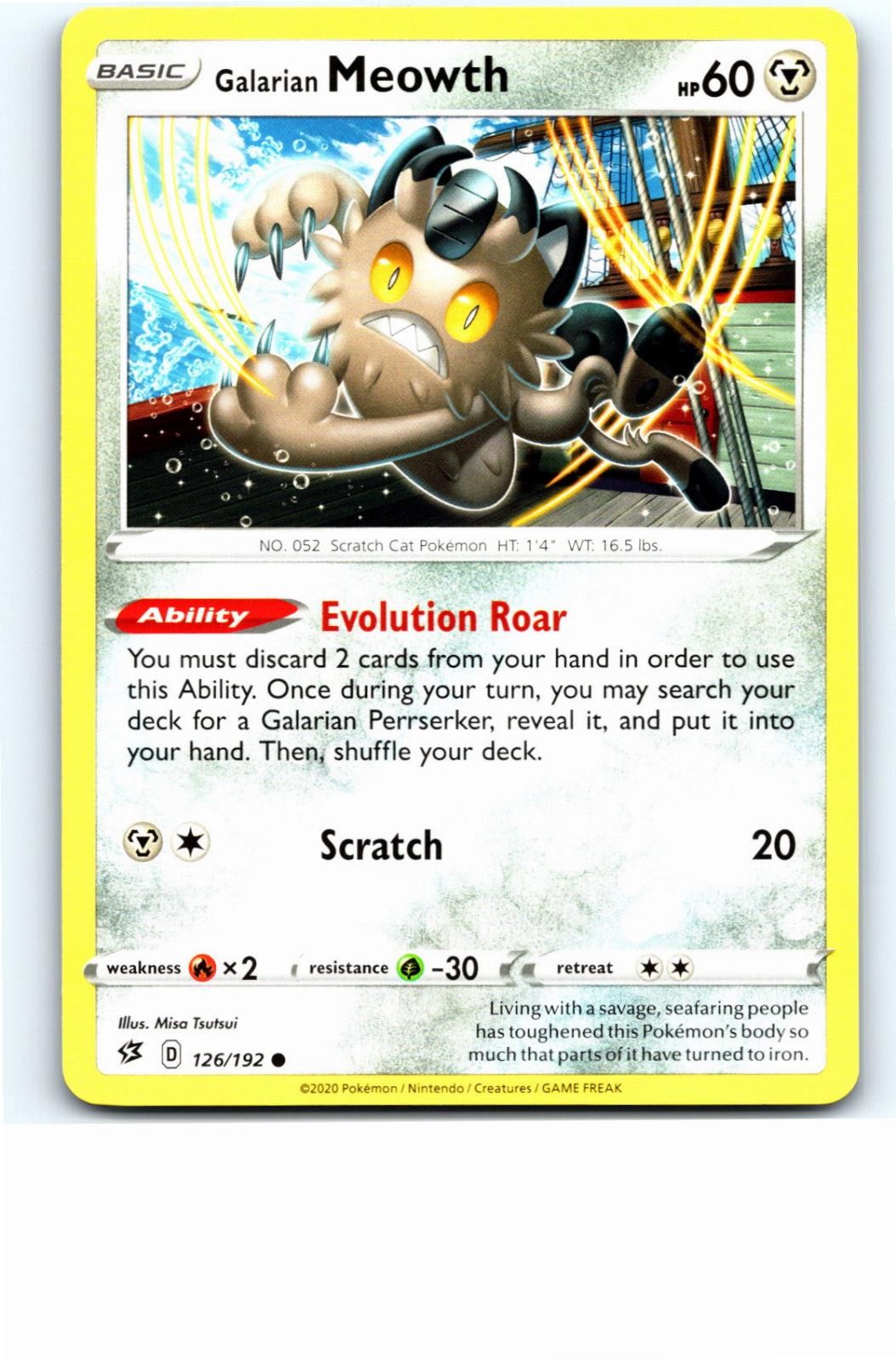GALARIAN MEOWTH 126/192 REBEL CLASH POKEMON COMMON