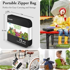 72-Colors Premium Artist Colored Pencils Set with Zippered Case for School Pr...