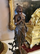 Jugendstil Skulptur von Rousseau 45cm Antik Figur mit Signatur Original um 1900