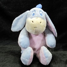 Disney Baby Pale Blue Eeyore Plush Rattle Sewn Eyes Crinkle Ears Lovie Lovey
