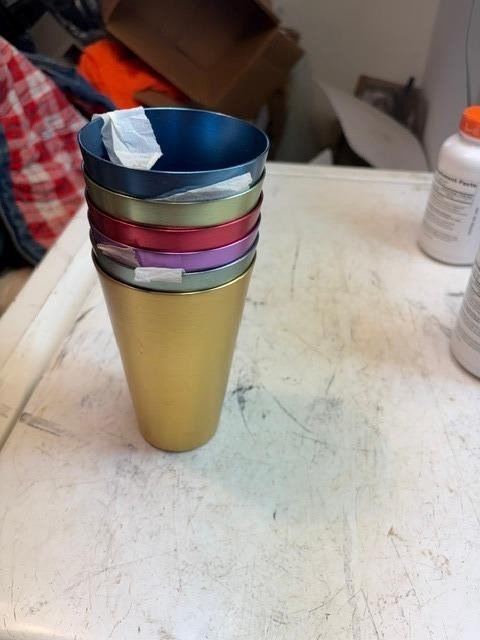 Set of 6 Aluminum Retro Drinking Tumblers Metal Drink Glasses Cups 12 oz