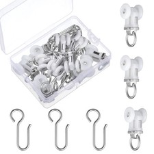 20 PCS Curtain Track Roller Hook 0.59 Inch Rail Ceiling Glider Dual Wheel