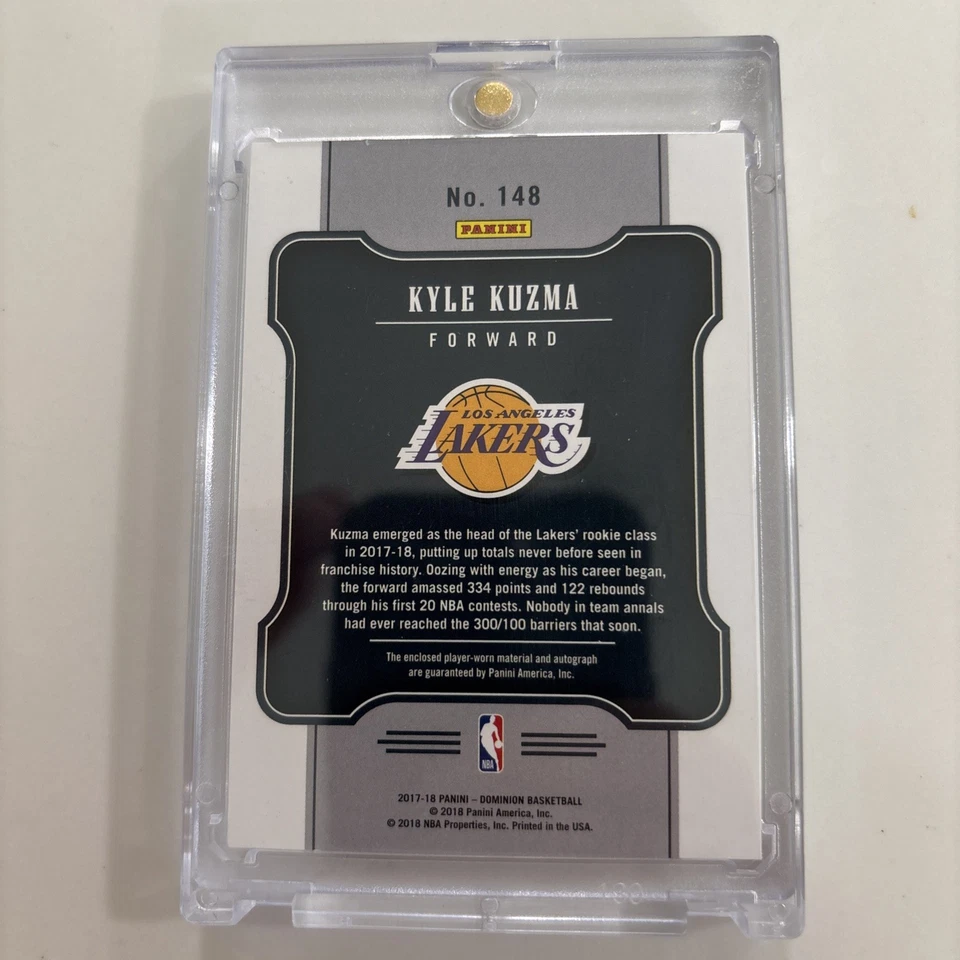 2017-18 Panini Dominion Jersey Bronze /49 Kyle Kuzma #148 Rookie Auto RC - Image 2 of 2