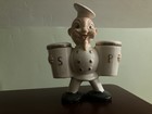 Chef Figural Ceramic Salt & Pepper Shakers Set with Holder, White/Black, 3pc — photo 4