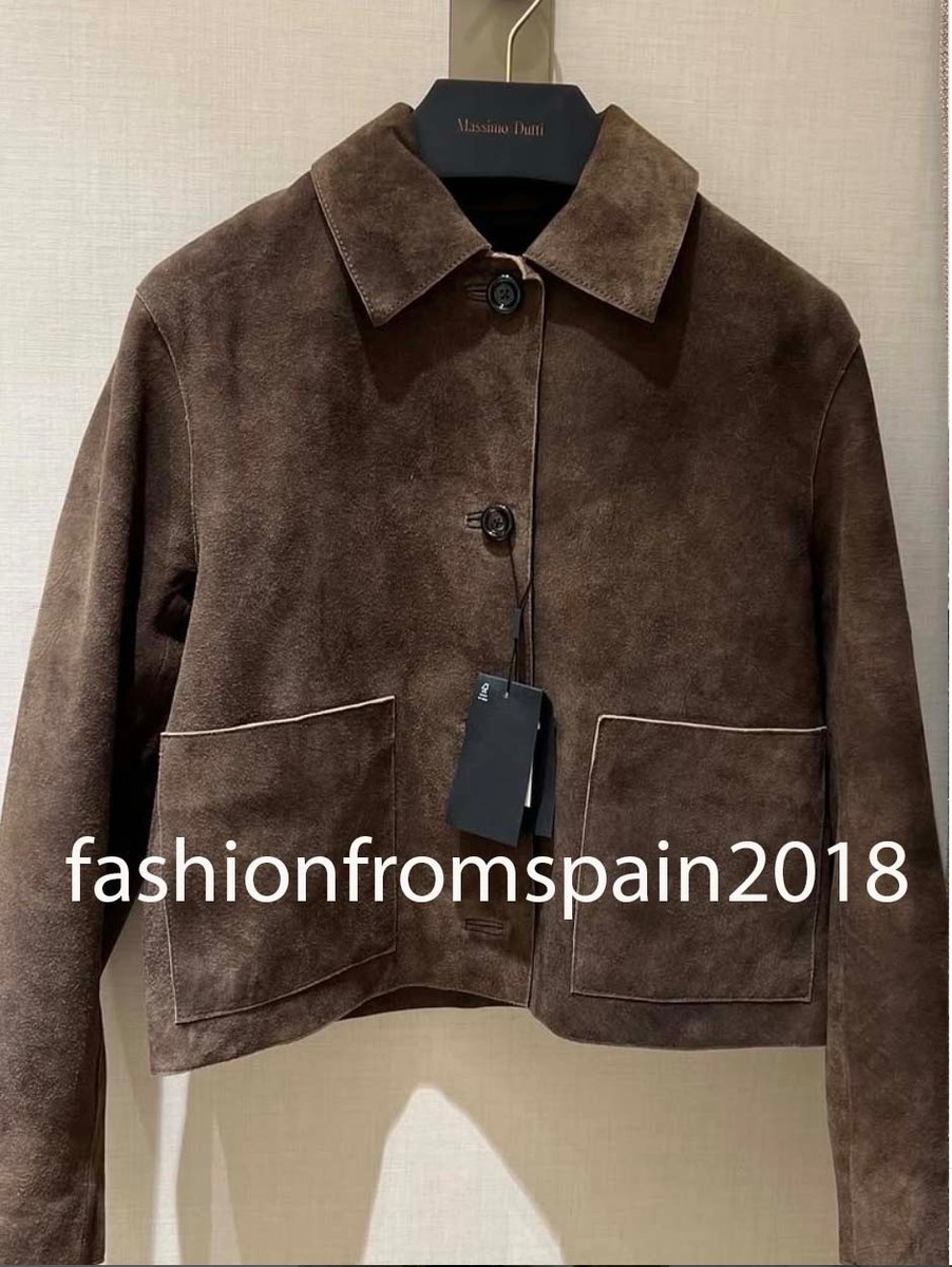 MASSIMO DUTTI NEW WOMAN Short suede leather jacket with