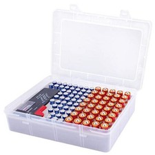 Battery Storage Organizer Box with Battery Tester, Garage Caddy Case Holder