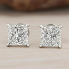 4CT Princess Lab Grown Diamond Women's Gift Earrings 14k Solid White Gold #360 — photo 1