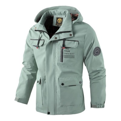 New casual jacket coat hooded hardshell jacket men waterproof long sleeve outdoo