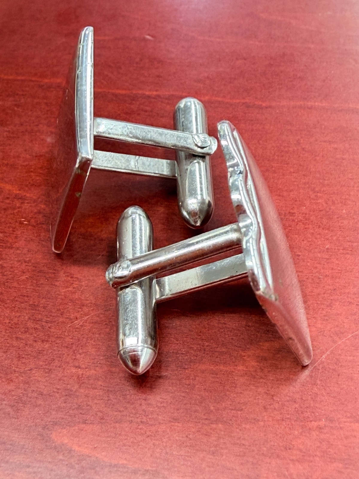 Vintage Swank Silver Wave Rectangular Cufflinks A… - image 3