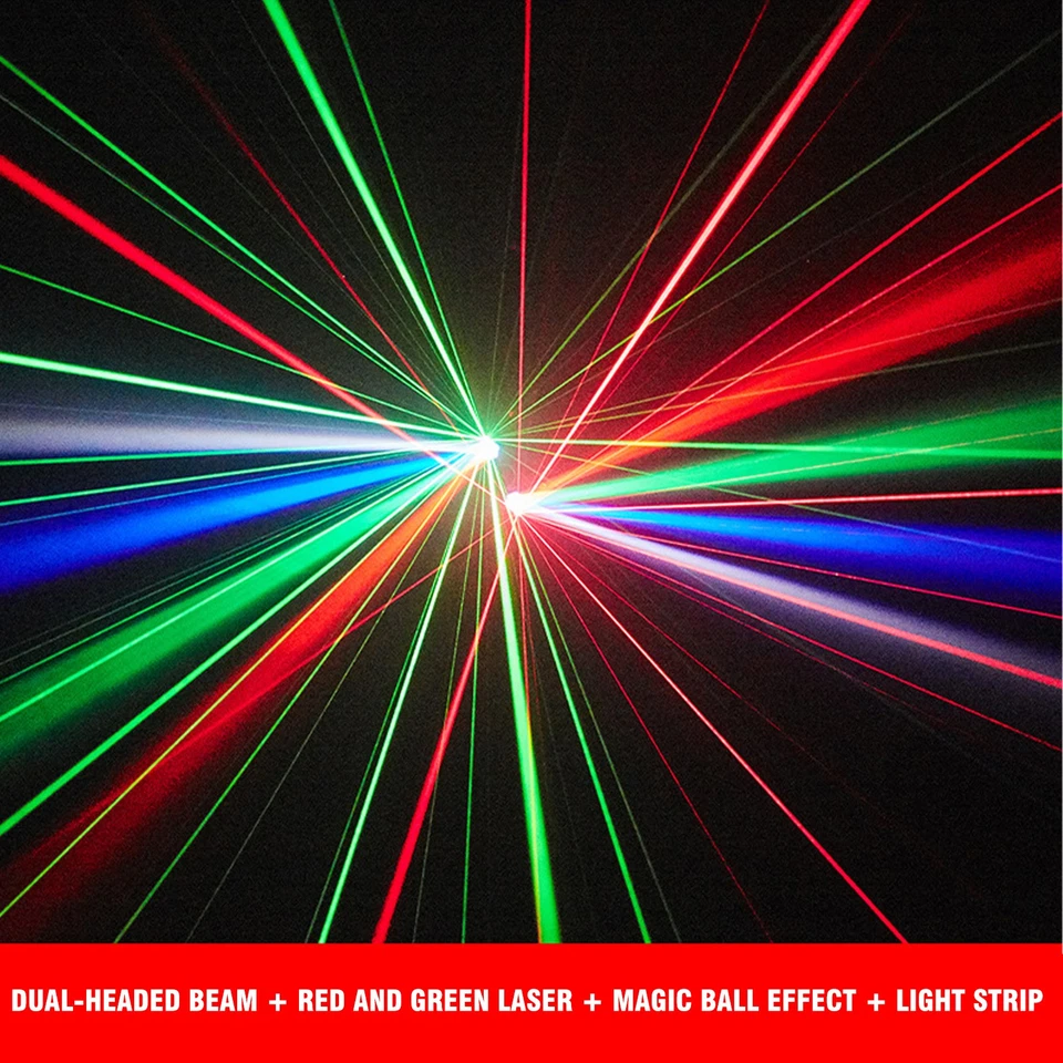 Moving Head Party Light Rotating Disco Ball Laser Beam Strobe Remote DMX - Image 4 of 4