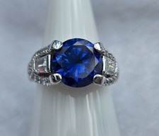 Sterling Silver Cubic Zirconia Ring with gorgeous blue stone