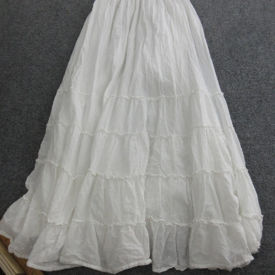 Vestido Betsey Johnson Mujer Mediano Blanco En Niveles Maxi Punto Suizo Boho Campesino Foto 2 de 4