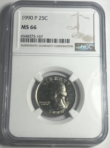 1990-P WASHINGTON QUARTER GRADED NGC MS66