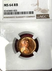 1917  1C Lincoln Wheat Back CENT Graded by NGC MS 64 RB Stunning Coloring