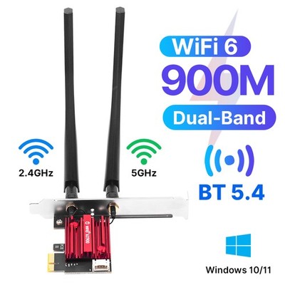 WiFi 6 PCIe Card for Desktop AX900 Dual Band Wireless Bluetooth Gaming Adapter