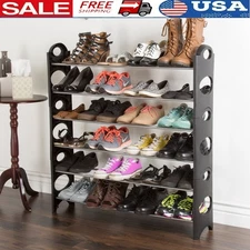 6 Tier Shoe Rack Organizer Stackable Storage Space Saver Boots Heels Sneakers US