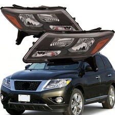 Pair Headlights Fit For 2013-2016 Nissan Pathfinder Halogen Black Headlamps Pair Headlights Fit For 2013-2016 Nissan Pathfinder Halogen Black Headlamps
