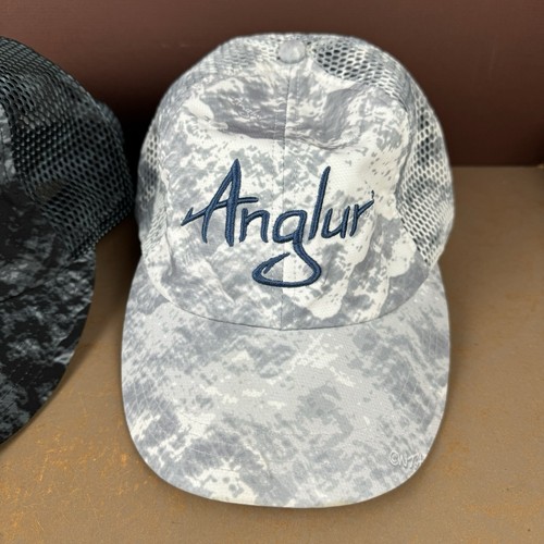 3 Anglur Fishing Fitted Mesh Trucker Hats Caps Large 7.5 Gray Black Gray Green - Picture 4 of 8