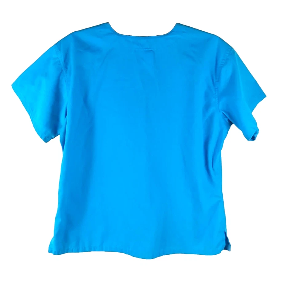 Blusa Médica Urbane para Mujer Talla Mediana Azul Verde Borde Mezcla de Algodón Foto 3 de 4