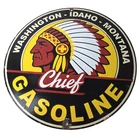 Vintage Washington Gasoline Sign - idaho Montana Chief Gas Porcelain Sign
