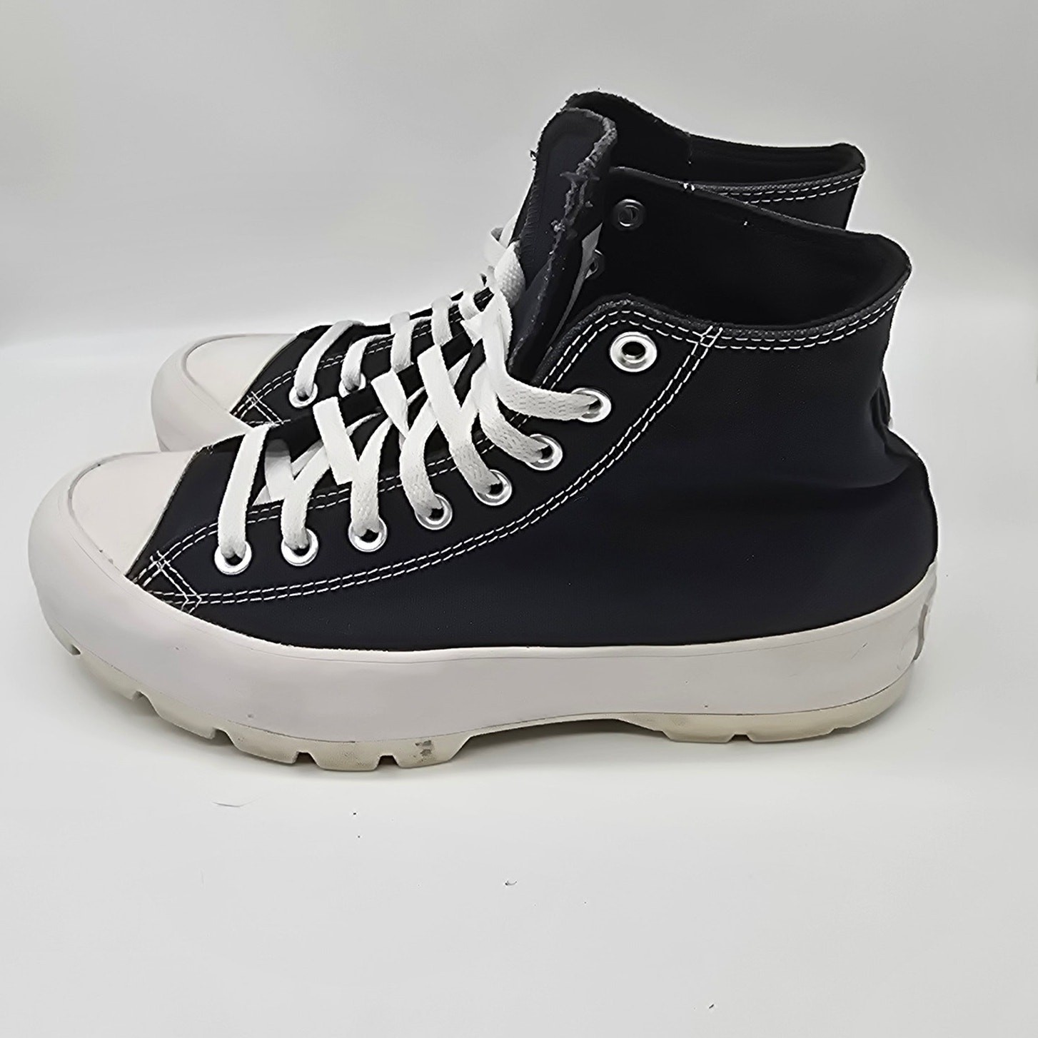SAOLA Sneaker Converse Chuck Taylor All Star Lug suola tela alta platform nere 9 5