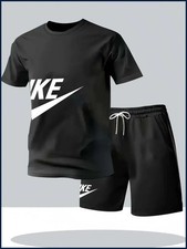 Summer fashion street short sleeved sports suit men's sports shirt set men's.