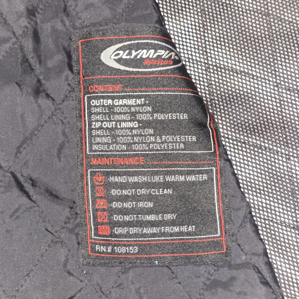 Chaqueta deportiva Olympia Moto para hombre 4XL forrada de malla cremallera completa negra/gris de gran tamaño Foto 4 de 4