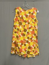 1960 s Yellow/brown/white/orange Circle Print Mini Skirt Shorts Skort
