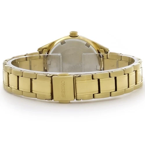 Reloj de cuarzo para mujer Seiko Essentials Series chapado en oro de acero inoxidable SUR632