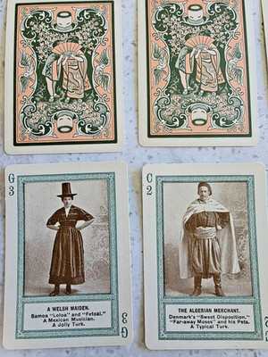 VTG ANTIQUE OLD  1890s USPC STRANGE PEOPLE PLAYING CARDS FIRESIDE GAME