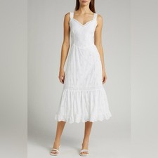 Paige Pallas Eyelet Midi Dress White Size 10 NWOT Sleeveless Cotton Summer