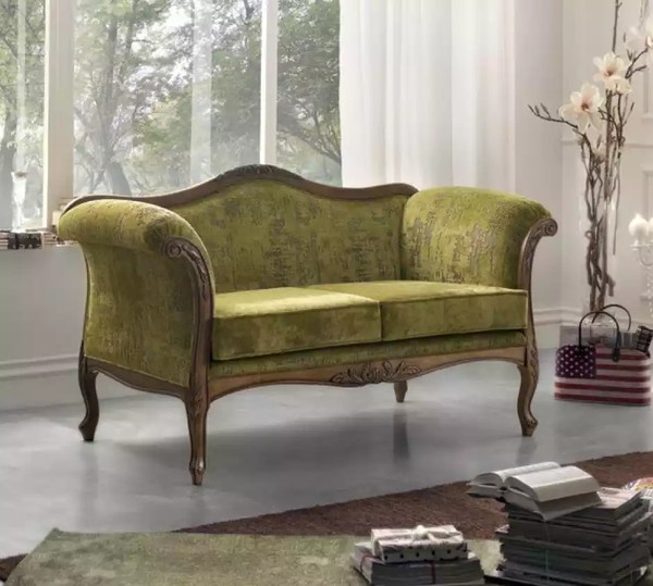 Sofa 2 Sitzer Textil Holz Polster Couch Sofas Design Luxus Neu Sofa-image