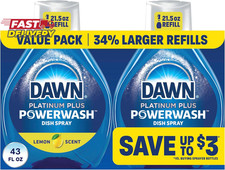 Dawn Powerwash Lemon Dish Spray, Liquid Dish Soap 2 Refills, 43 Fl Oz 0.33 per fl oz
