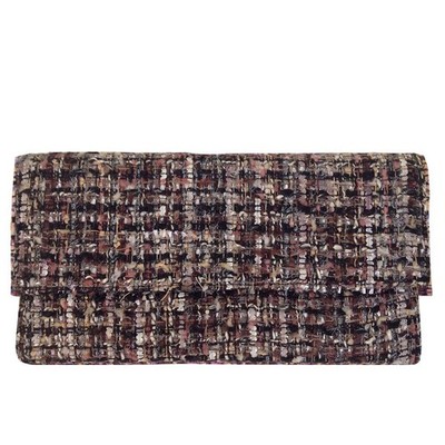 Brown Weaved Fabric Flat Clutch Bag, Stylish and Versatile Accessory for Women
