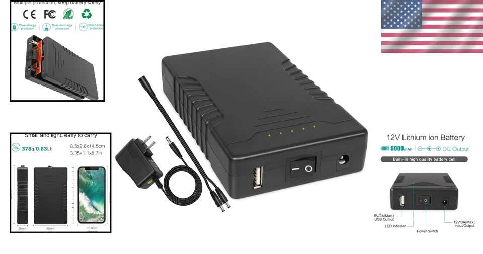 Rechargeable Lithium Ion Battery Pack with Dual Outputs for LED & CCTV Devices - Image 2 of 4