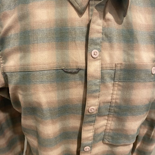REI Co-Op Shirt Womens Large Peach And Green Plaid Long Sleeve Button Top - Picture 2 of 7