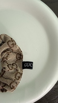? Auth Gucci Brown Monogram Scrunchie with Double G Charm Gucci | Accessories | Gucci Hair Scrunchie | Poshmark main image 3