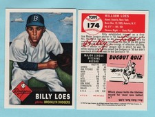 1953 Topps Baseball Reprint # 174 Billy Loes -- Brooklyn Dodgers -- Box 733