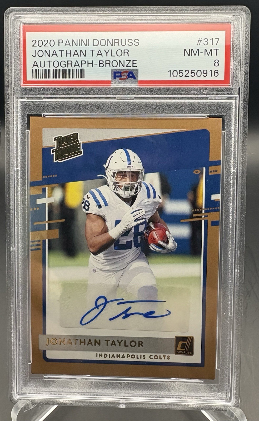 2020 Panini Donruss Rated Rookie Jonathan Taylor #317 Bronze Autographs (AU, RC)