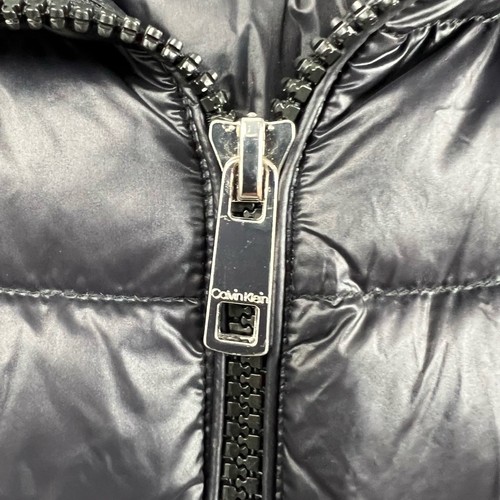 Calvin Klein Down Jacket size 0X Puffer Coat Hooded Quilted Full Zip Black - Picture 3 of 19