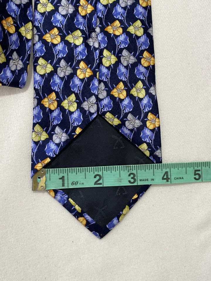LEONARD blue Silk Men’s Tie. Leaf Pattern. Made In Italy. Ex Con - Image 2 of 3