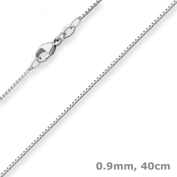 0,9Mm Veneziakette Goldkette Collier Halskette Aus 750 Gold WeißGold 40Cm-image