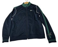 LACOSTE Stand Up Collar Track Jacket Size 7 Blue Colorblock Eagle Full Zip READ